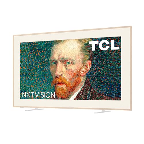 TCL 65-Inch Class NXTVISION Series QLED 4K UHD Google Smart TV Canvas Style Art Frame TV - QLED, 120hz, Matte Anti-Glare Screen, Free Bezel and Frame, Atmos, Free Art Included (65A300W, 2024 Model)