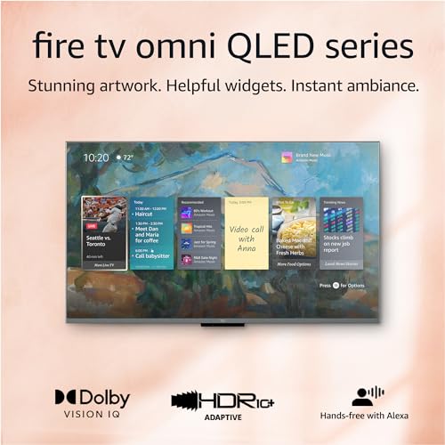 Amazon Fire TV 65" Omni QLED Series 4K UHD smart TV, Dolby Vision IQ, Fire TV Ambient Experience, local dimming, hands-free with Alexa