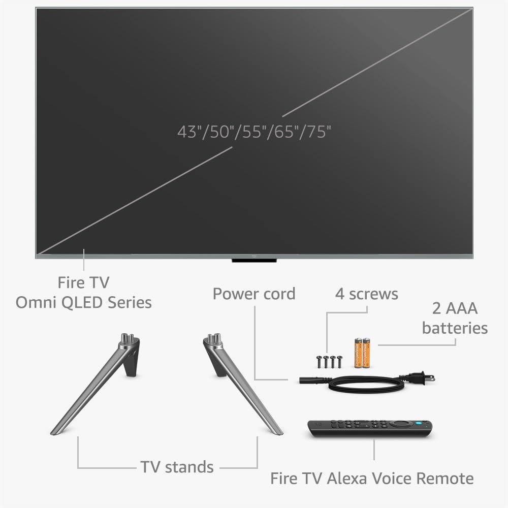 Amazon Fire TV 65" Omni QLED Series 4K UHD smart TV, Dolby Vision IQ, Fire TV Ambient Experience, local dimming, hands-free with Alexa