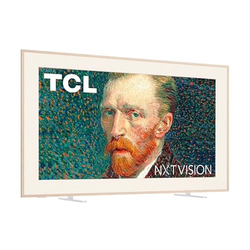 TCL 65-Inch Class NXTVISION Series QLED 4K UHD Google Smart TV Canvas Style Art Frame TV - QLED, 120hz, Matte Anti-Glare Screen, Free Bezel and Frame, Atmos, Free Art Included (65A300W, 2024 Model)