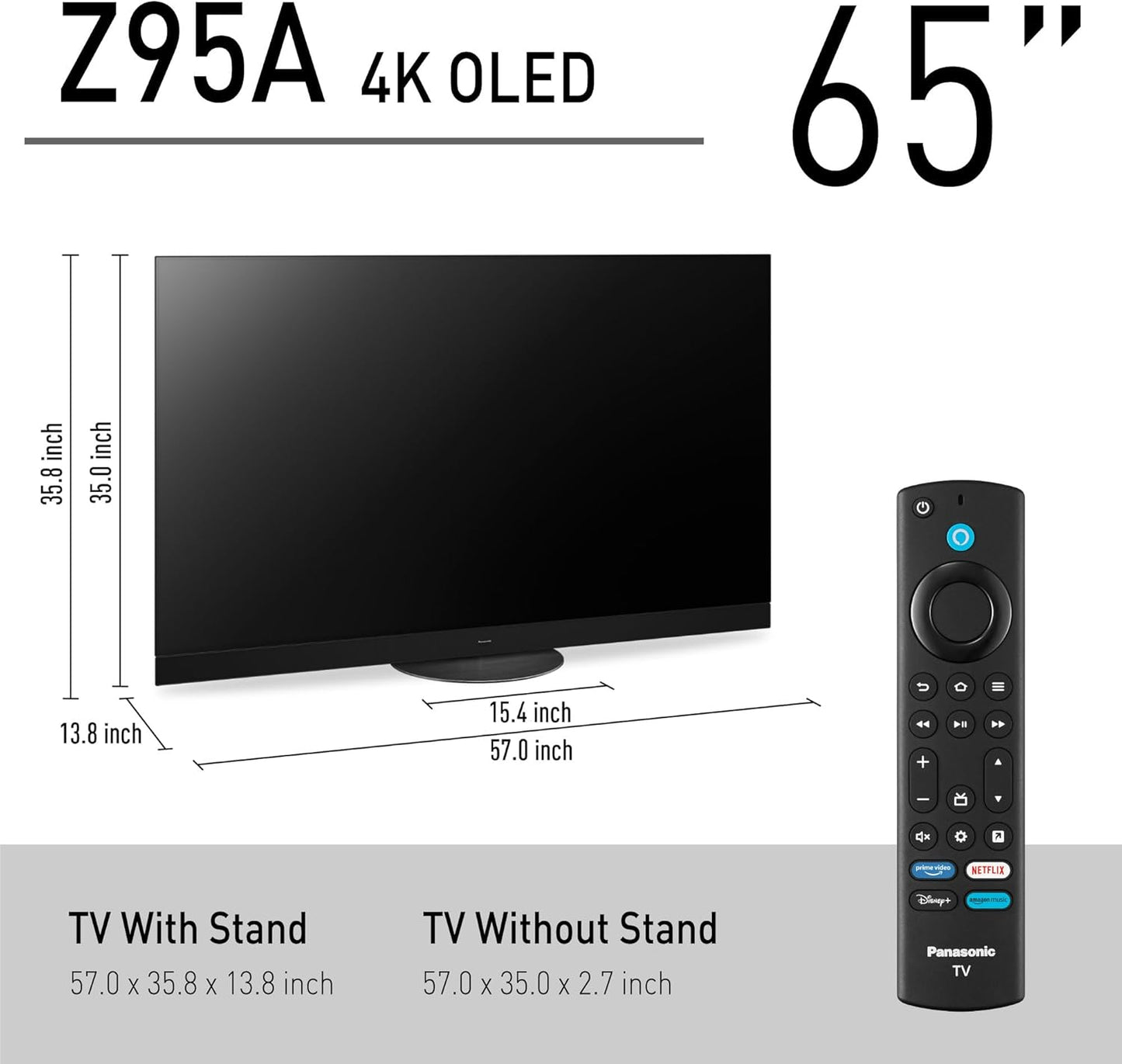 Panasonic Z95 Series (2024 Model) 65-inch OLED 4K Ultra HD Smart Fire TV, Dolby Vision IQ, HDR10+ Adaptive, 144Hz Refresh Rate and Hands-Free Alexa - 65Z95AP
