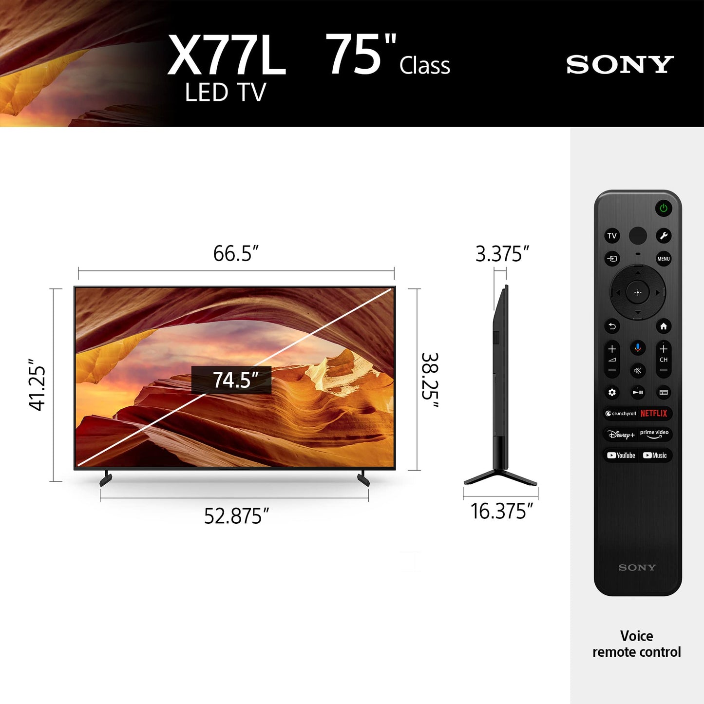 Sony 75 Inch 4K Ultra HD TV X77L Series: LED Smart Google TV KD75X77L- Latest Model, Black