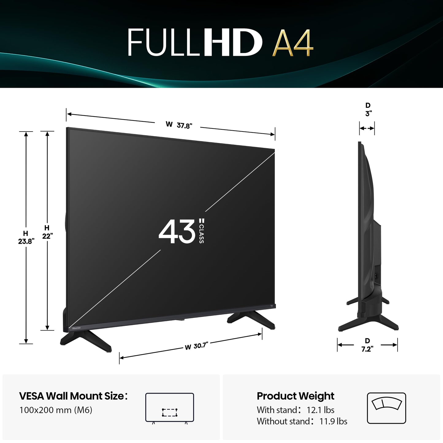 Hisense 40-Inch Class A4 Series FHD 1080p Smart Fire TV (40A4NF, 2025 Model) - DTS Virtual: X, Slim Bezel Design, Alexa Built in
