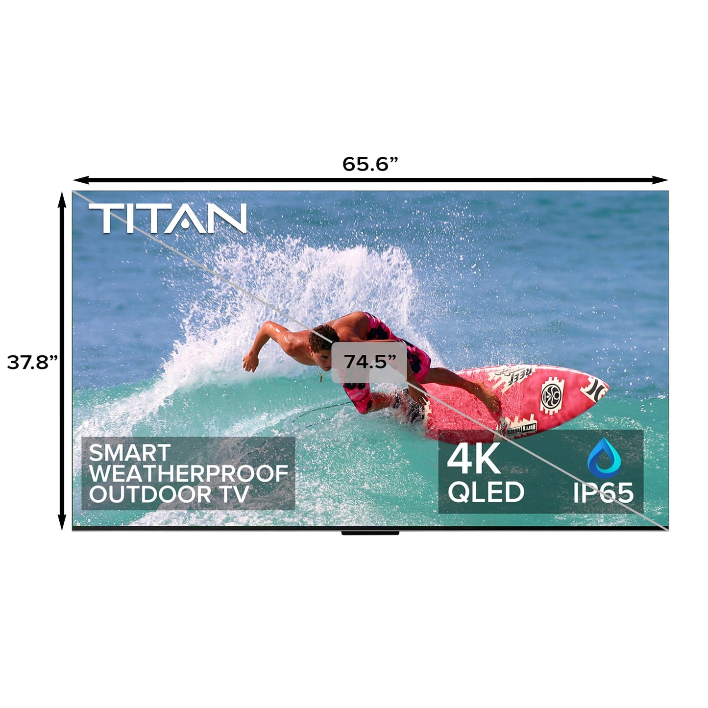 Titan G300 Mini-LED QLED PRO 98 Inch Full Sun Outdoor TV 4K,3000 Nits Peak Brightness, IP65 Weatherproof Smart TV,Assembled in USA.
