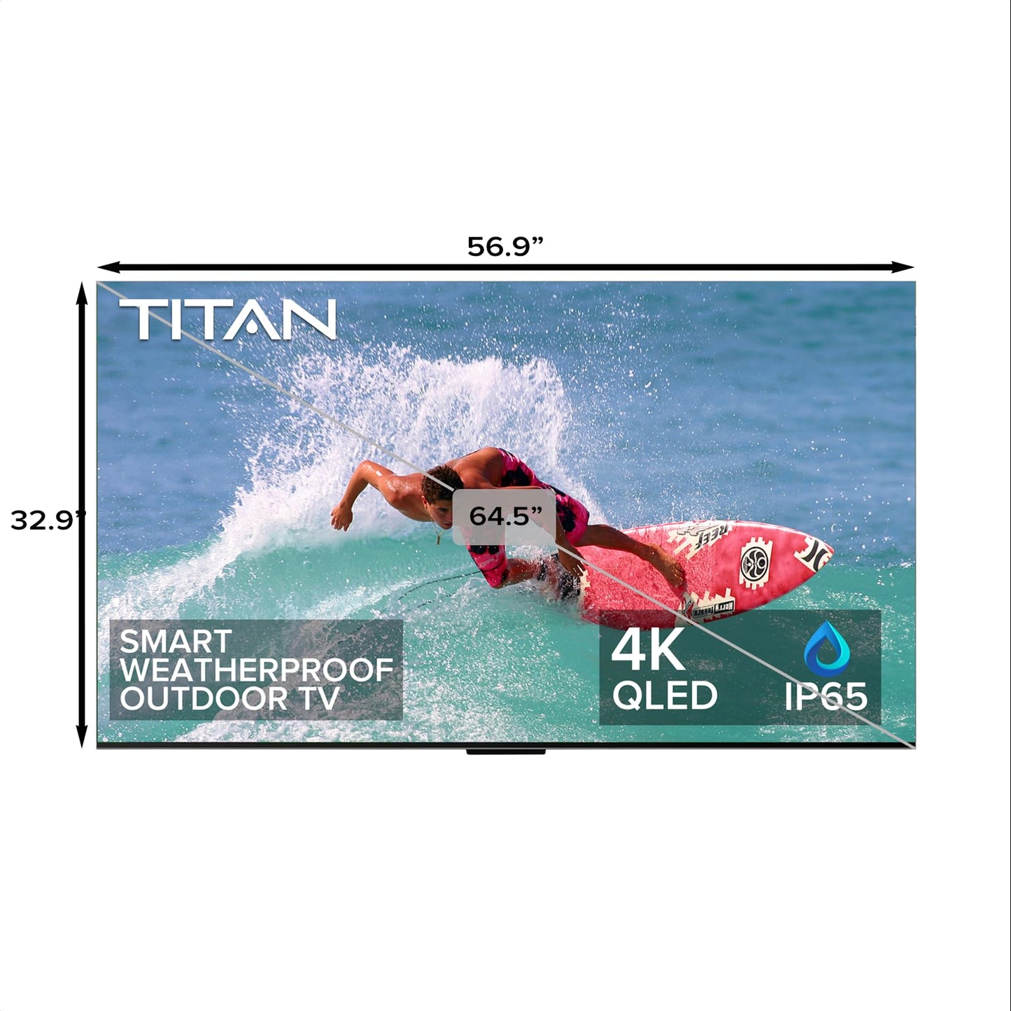 Titan G300 Mini-LED QLED PRO 98 Inch Full Sun Outdoor TV 4K,3000 Nits Peak Brightness, IP65 Weatherproof Smart TV,Assembled in USA.