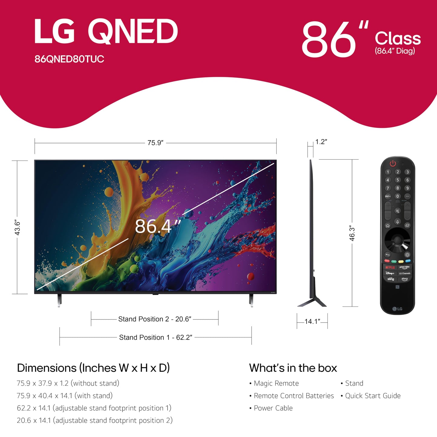 LG 43-Inch Class QNED80T Series LED Smart TV 4K Processor Flat Screen with Magic Remote AI-Powered with Alexa Built-in (43QNED80TUC, 2024)