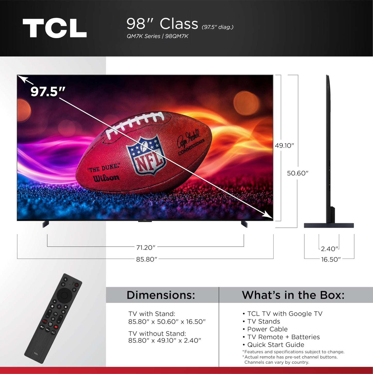 TCL 75-Inch Class QM7K Series QD-Mini LED 4K UHD Google Smart TV Best Premium Mini-LED TV - QLED, 144hz, 288hz Gaming Rate, Anti-Reflective Screen, Bang & Olufsen Audio, Atmos (75QM7K, 2025 Model)