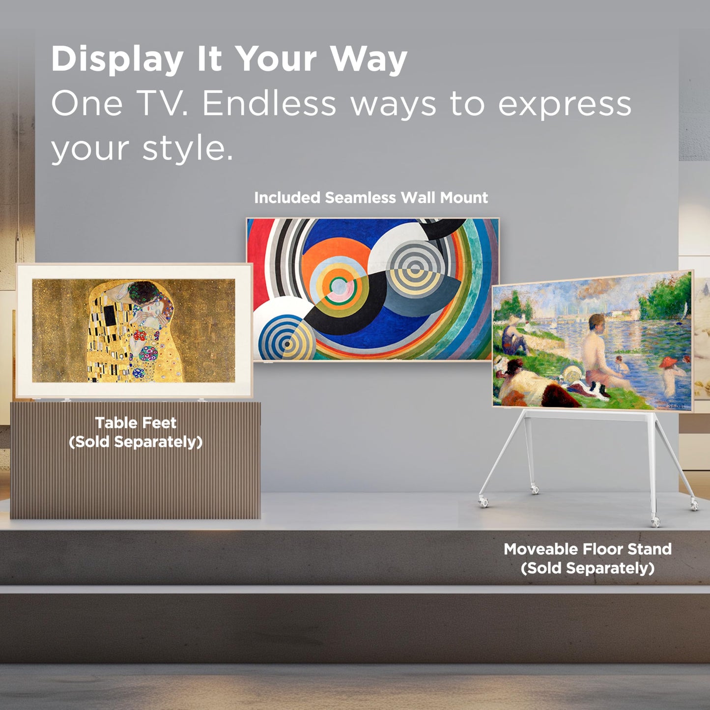 TCL 65-Inch Class NXTVISION Series QLED 4K UHD Google Smart TV Canvas Style Art Frame TV - QLED, 120hz, Matte Anti-Glare Screen, Free Bezel and Frame, Atmos, Free Art Included (65A300W, 2024 Model)