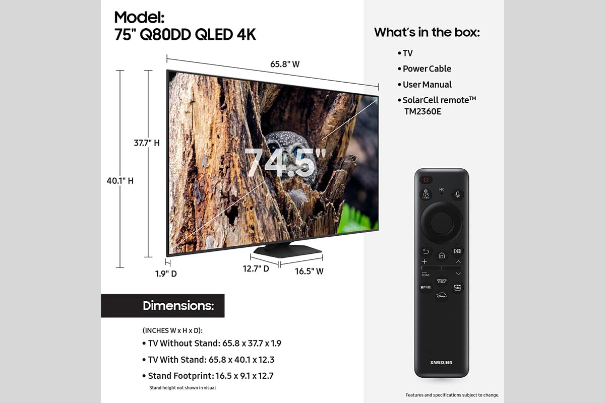 Samsung QN75Q80DDFXZA 75" QLED 4K Smart TV with Direct Full Array (2025)