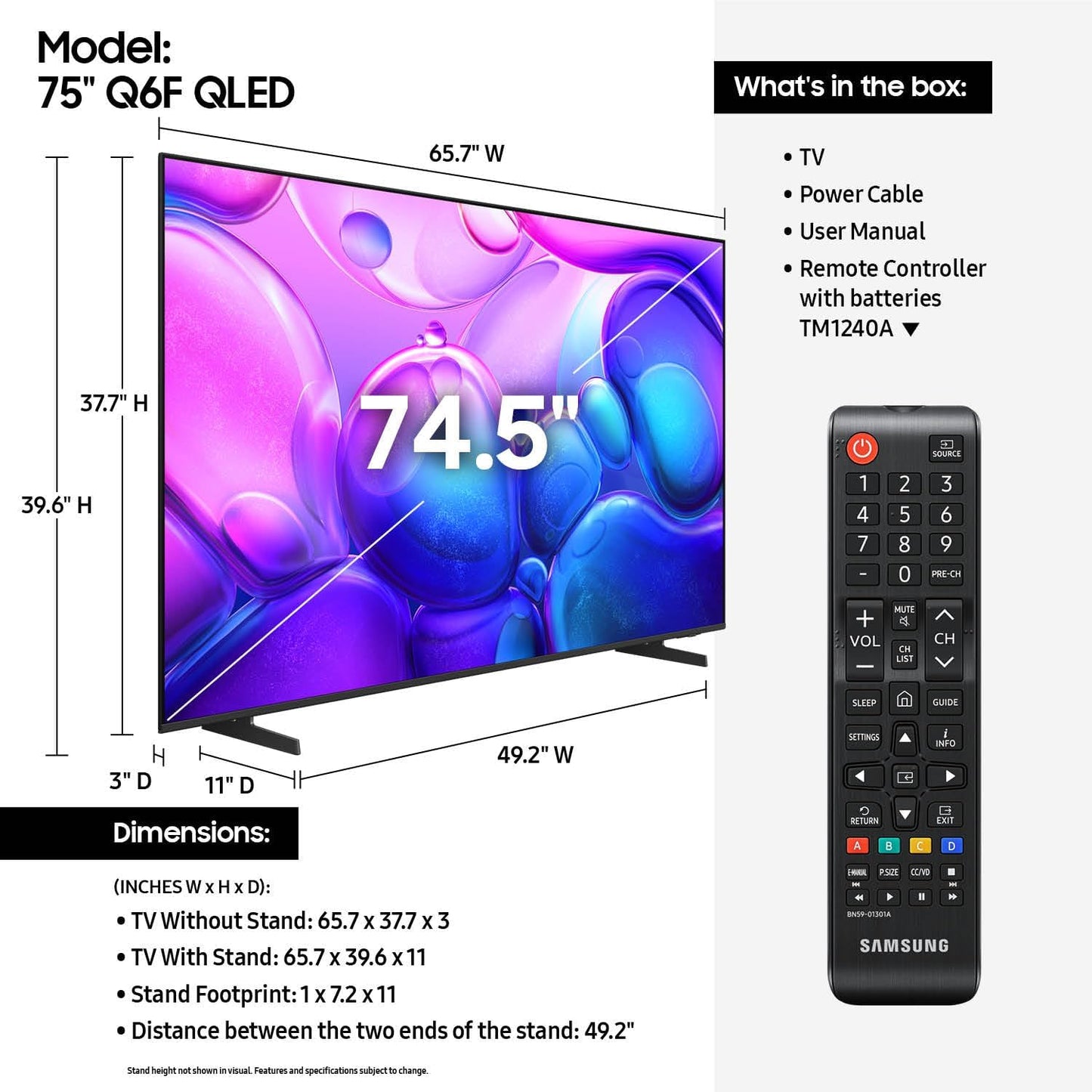 Samsung 75-Inch Class QLED Q6F Series Smart TV (2025 Model, 75Q6F) Q4 Lite Processor, Quantum HDR, Motion Xcelerator 60Hz, Color Booster, 4K Upscaling, with Alexa Speaker