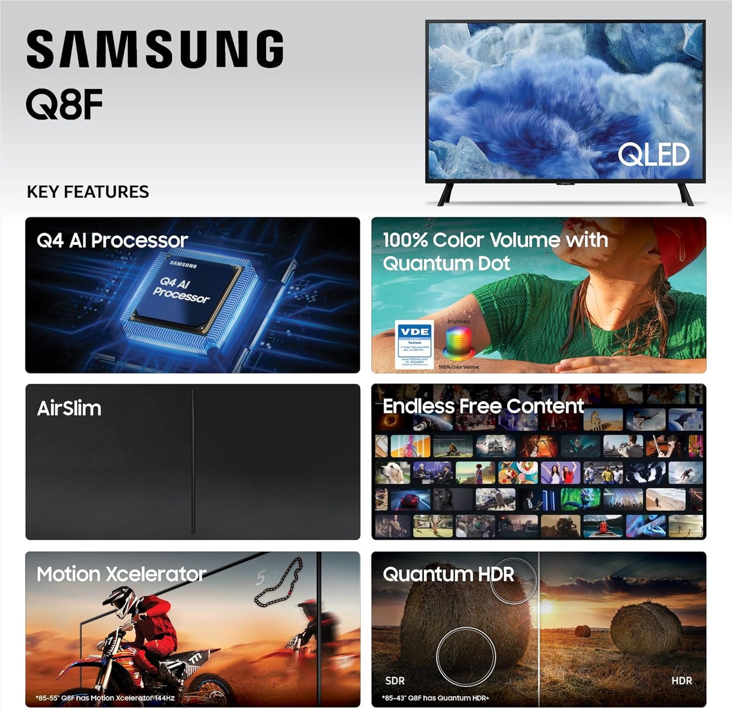 SAMSUNG 32-Inch Class QLED Q8F 4K UHD Smart TV (2025 Model) Q4 AI Processor, 100% Color Volume with Quantum Dot, AirSlim Design, Endless Free Content, Samsung Vision AI, Alexa Built-in